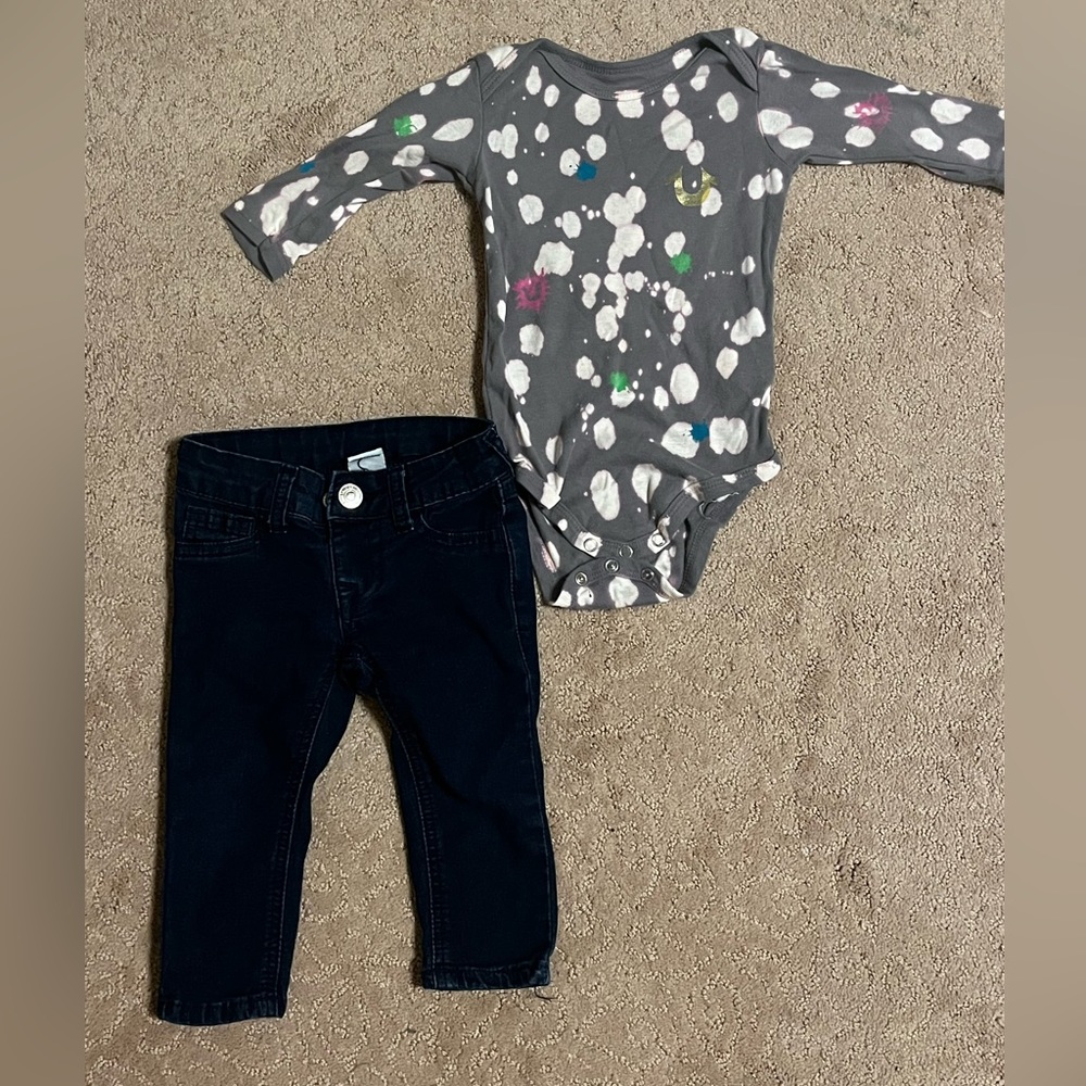 Baby toddler girl True Religion Jeans set 12 mo